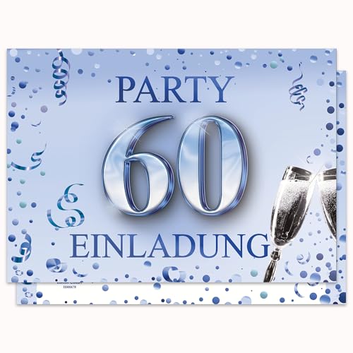 Edition Colibri Einladungskarten Geburtstag, 10 Stück, Format A6, Karten-Set, Einladung zum Beschriften, Party (Blau, 60)