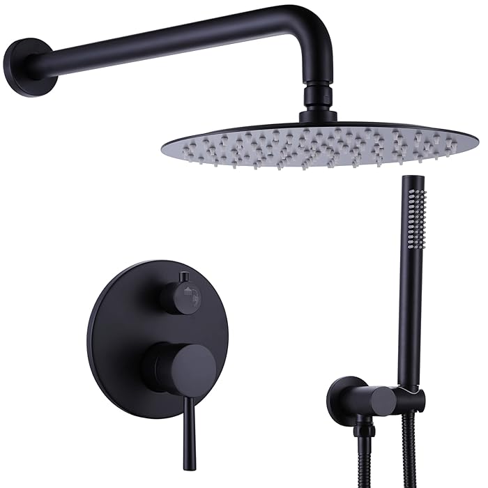 Buy RBROHANT Matte Black Rain Shower System, Wall Mounted 10 Inches