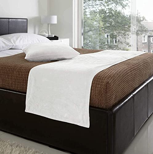 Will And Weaves Velvet Bed Runner Set | Scarf | Throw | With 2 Cushion Cover (White,19.6" X 82.6"+ Cushion Covers 22" X 22") Wedding Bedding 100% Customization Available #TOP23