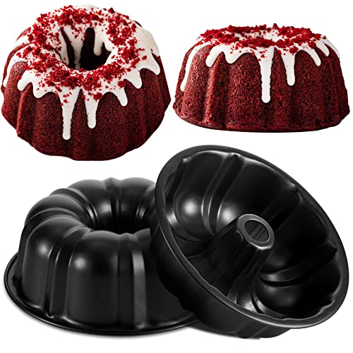 2 Pieces Cake Pans For Barking Nonstick Fluted Tube Round Cake Pans 9 Inch Cake Molds Bunt Pan 12 Cups Carbon Steel Mold Round Heavy Duty Tube Pan For Home Restaurant Kitchen, Grey #TOP20