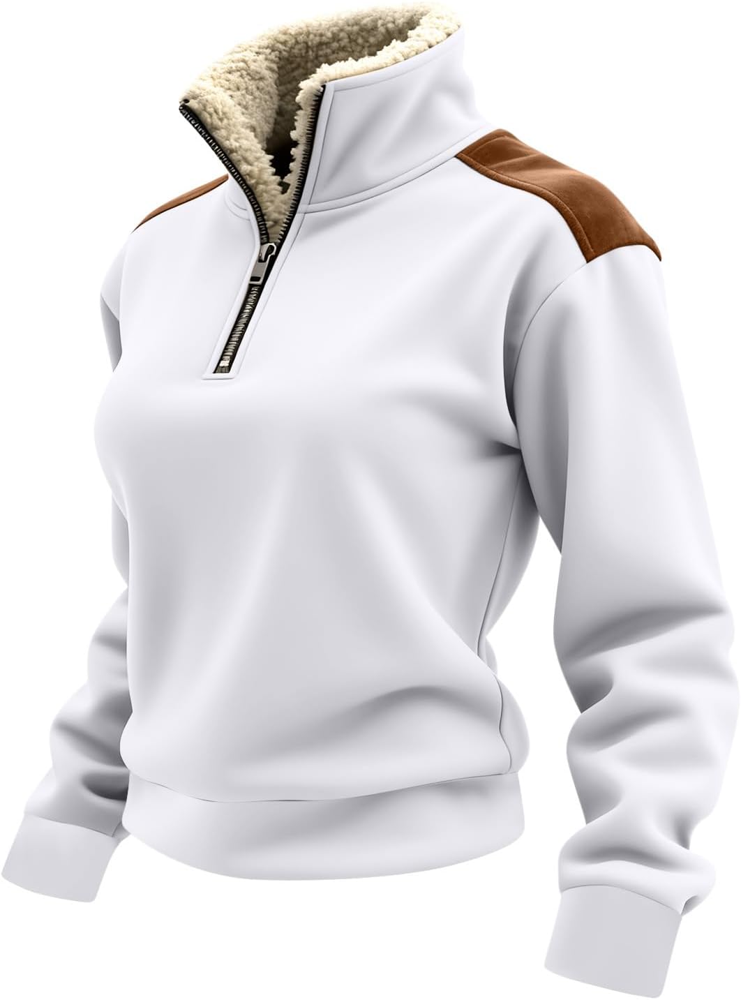 Womens Tops Long Sleeve Fleece Shirts Outfits Casual Tshirts Zipper V Neck Workout Tees Spring Pullover Going Out Clothes