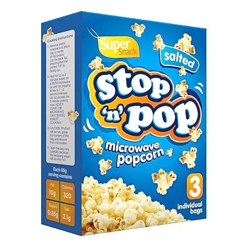 Super snack stop 'n' Popcorn Kernels Sweet & Salted microwave popcorn 3 x 85g - Popping Pop Corn Kernels for The Family (Salted)