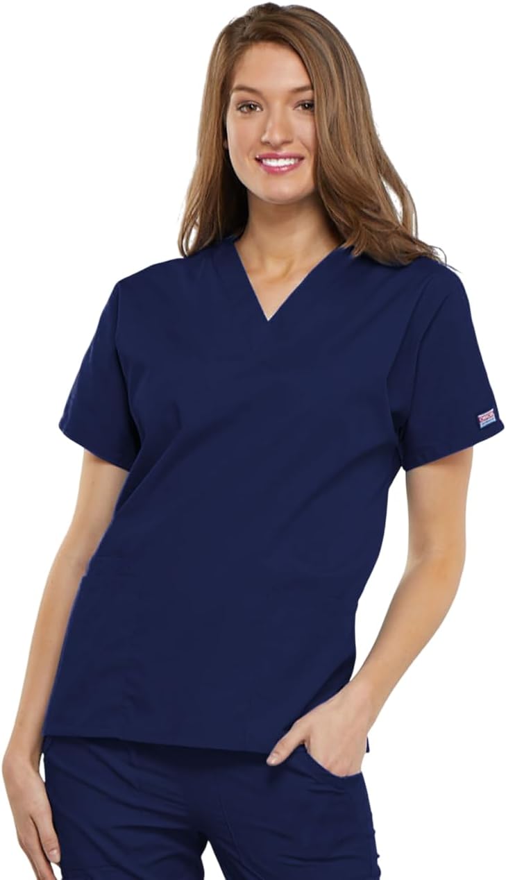 Cherokee Workwear Originals Women's Eggplant V-Neck Short Sleeve Scrub Top - Large