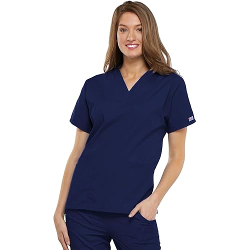 Cherokee Workwear Originals Women's Eggplant V-Neck Short Sleeve Scrub Top - Large
