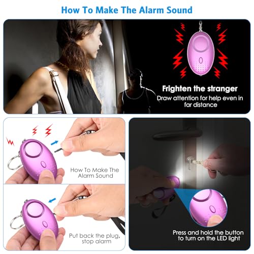 Olipiter Safety Keychain Set for Women - Personal Alarms, Free Combination, Wristlet Strap With Bottle Opener (Purple 18PCS)