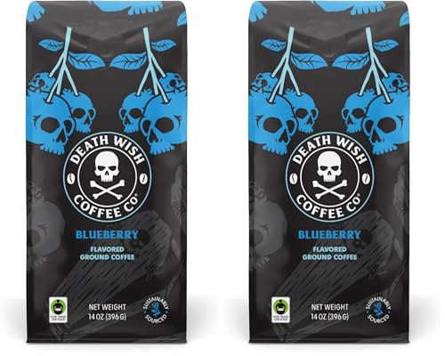 Image of Death Wish Coffee, Fair Trade, Ground Blueberry Coffee, 14 oz (Pack of 2)