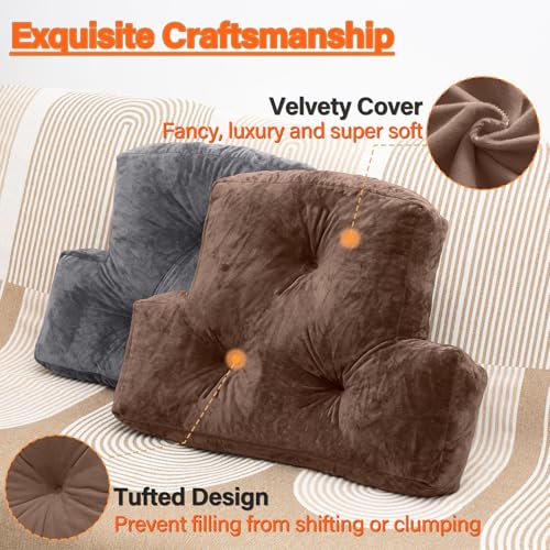 1 MIDDLE ONE Back Pillow for Chair, Memory Foam Lumbar Pillow for Back Support, Back Rest Cushion for Office, Sofa, Couch Sitting, Recliner, Bed and Lower Back Pain (Coffee) - Thumbnail 4