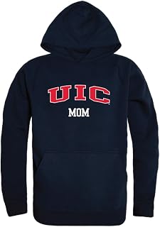 W Republic UIC University of Illinois at Chicago Flames Mom Fleece Hoodie Sweatshirts - Navy, Medium
