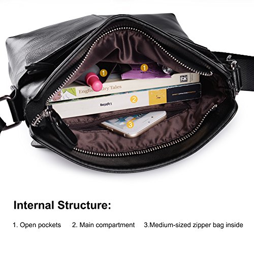 VBG VBIGER Men's Shoulder Bag Cross Body Messenger Bag Pu Leather Business Briefcase (Black) - Thumbnail 2