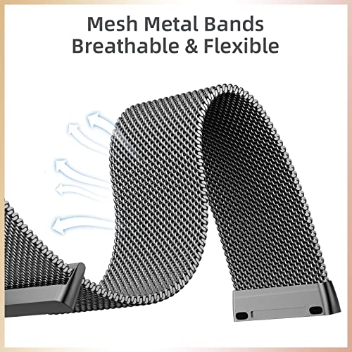 JKD Bands Compatible with Fitbit Versa 3/4, Stainless Steel Mesh Metal Band Replacement Accessories Strap with Magnet Lock for Versa 3 Smartwatch Men Women, Large Space Gray by JKD - Image 2