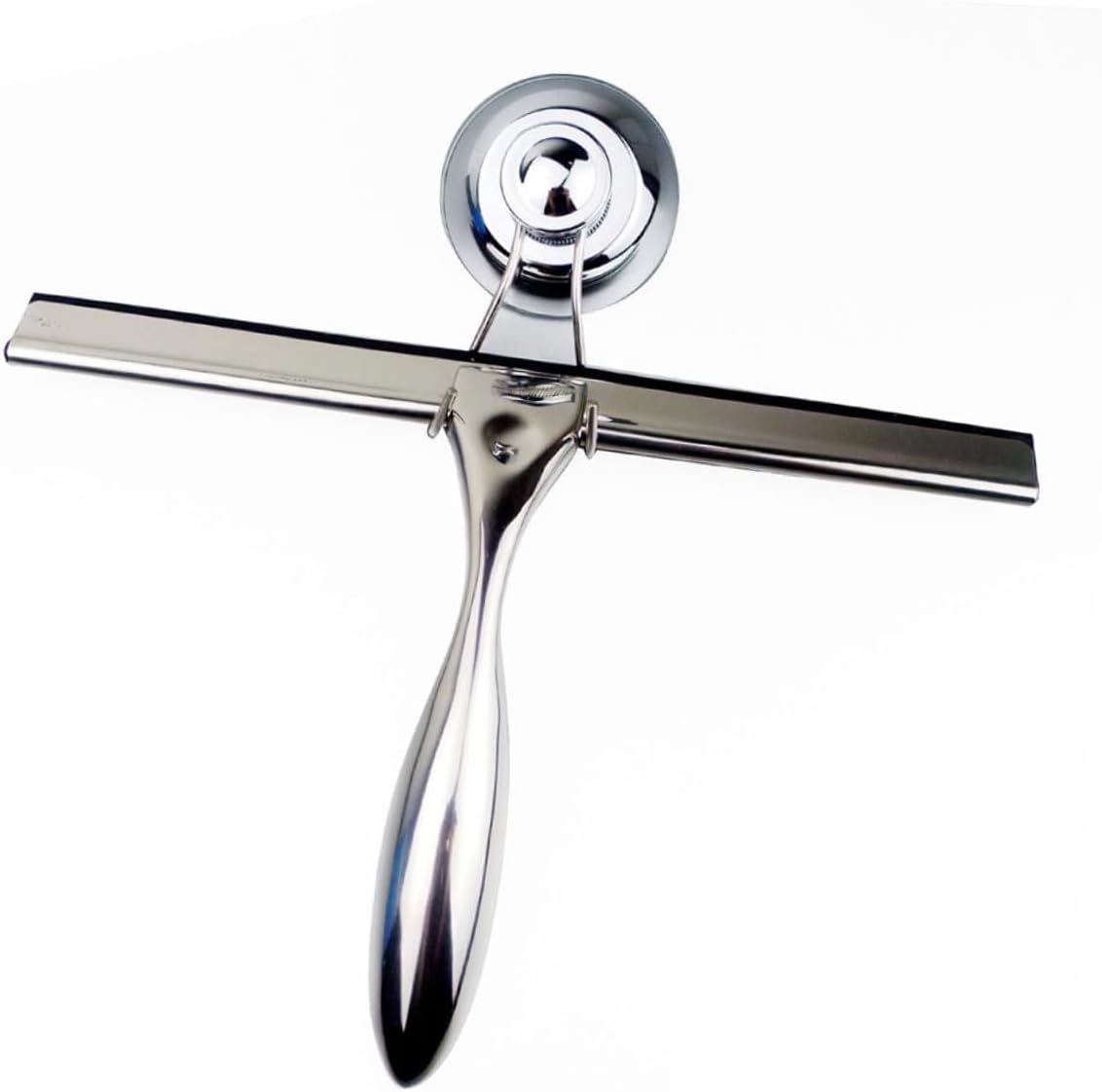 Stainless Steel Bathroom Squeegee with Slip Handle for Shower Doors Mirrors Glass Windows and Tiles Durable Rubber Water Scraper for Smooth Surfaces