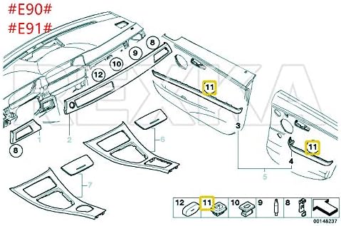 Miniatura 8 de Rexka 40 piezas de moldura interior Retenedor de puerta Moldura Clips de acabado E46 E90 E91 X5 Compatible con BMW E46 E90 E91 E92 320i 323i 325i