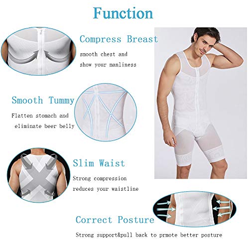 Lardrok Men Body Slimming Vest Seamless Compression Shirts Slim Men Body Shaper With Zipper Tight Tank Top Control Tummy Hide Gynecomastia #TOP2