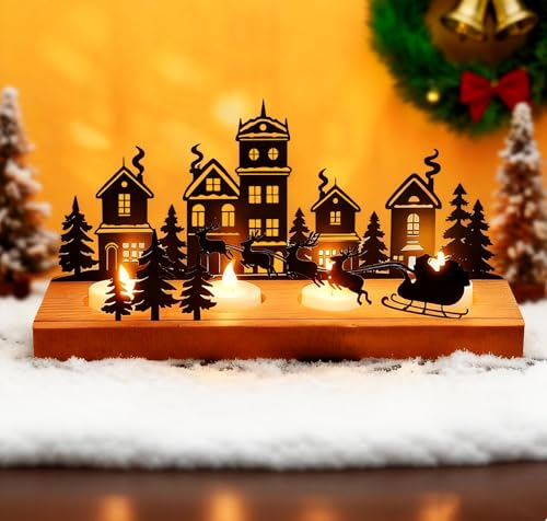 Acsatont Kerzenhalter Adventskranz, 4 Stück Holz Kerzeneinsatz mit...