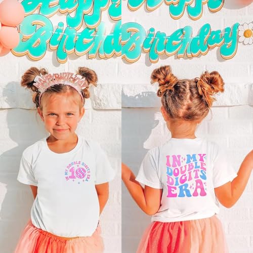 in My Double Digits Era Girl T-Shirt 10 Year Old Birthday Summer Crewneck Shirt Outfits4