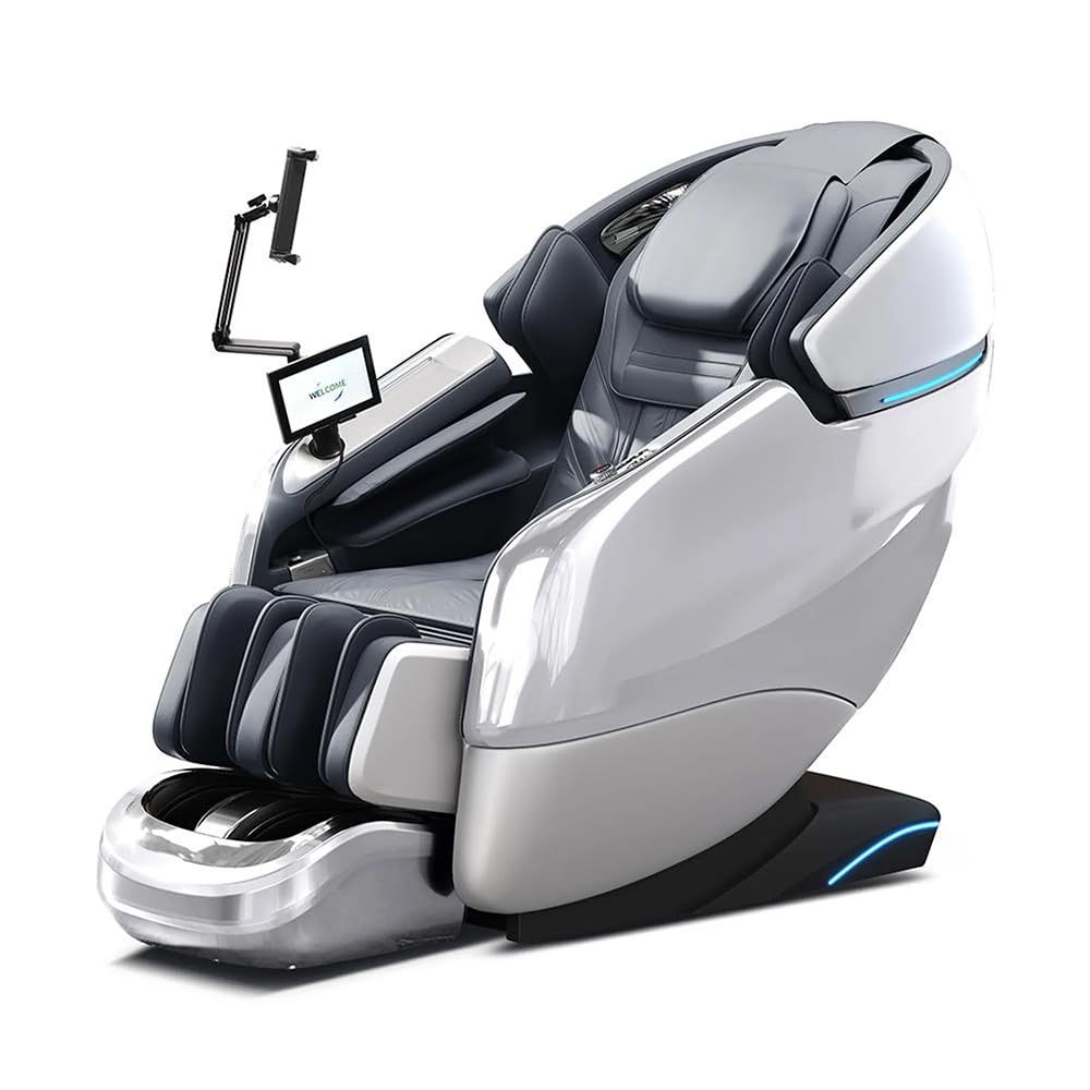 Generisch Poltrona massaggiante 4D per tutto il corpo, con funzione riscaldante, massaggio profondo, adatta per tutto il corpo, binari Bluetooth SL【G6】 (bianco)