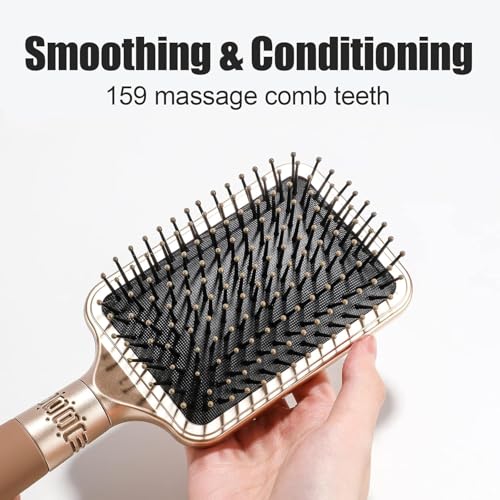 Image of FWQPRA Hair Brush for Women and Men, 3Pcs Paddle Brush Detangling Brush Hair Comb Set for Long Thick Thin Curly Hair, Hairbrush Great On Wet or Dry,(Gold)