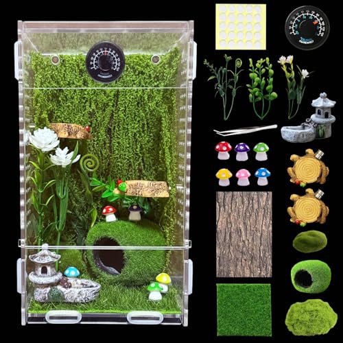 Jumping Spider Enclosure,4"x4"x8" DIY Insects Habitat,Small Reptile Terrarium Accessories Kit