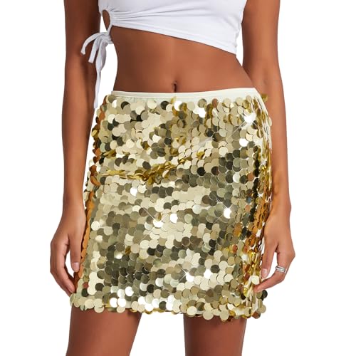 Women’s Sparkly Sequin Mini Skirt – Glitter Party Short Skirt for Belly Dance, Club & Festival Night Out2