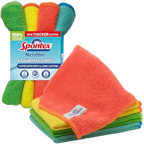 Spontex Microfibre Cloths for Cleaning | 4 Microfibre Collection ...