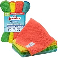 Spontex Microfibre Cloths for Cleaning | 4 Microfibre Collection Cleaning Cloths | For Use as Dusters, Dish Cloths & Kitchen Towels | 30 x 30cm | Assorted Colours | 4 Count