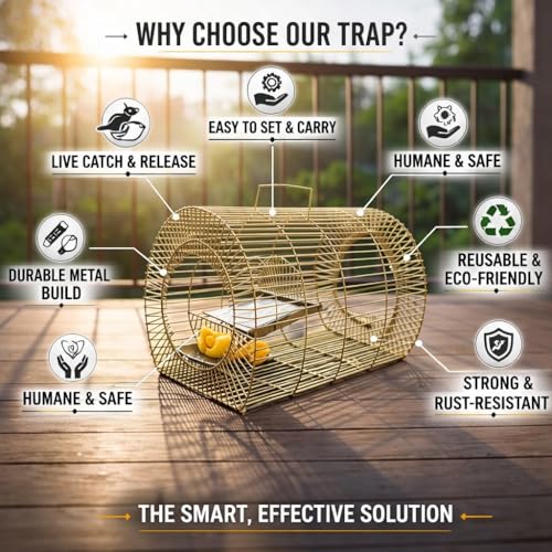 Image of PulGos Mouse Trap Cage for Small & Large Rats| 𝐑𝐮𝐬𝐭𝐩𝐫𝐨𝐨𝐟 Metal Catch & Release Trapper| Heavy Duty Iron Rat Trap (Chuha Pinjara)| Durable Rodent Cage for Home, Kitchen, Warehouse & Hotel Use