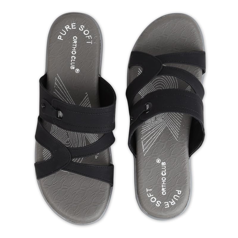 Image of ORTHO CLUB Women Orthopedic Comfort Slippers | Soft Cushioned Footbed | Anti-Slip Sole | Lightweight Daily Wear Sandals for Home & Outdoor Use