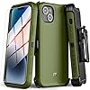 M MYBAT PRO Shockproof Maverick Series Case for iPhone 14 Case with Belt Clip Holster and Tempered Glass, 6.1 inch,Protective Case with 360° Rotating Kickstand-Green (RIP14CS3NXS004)