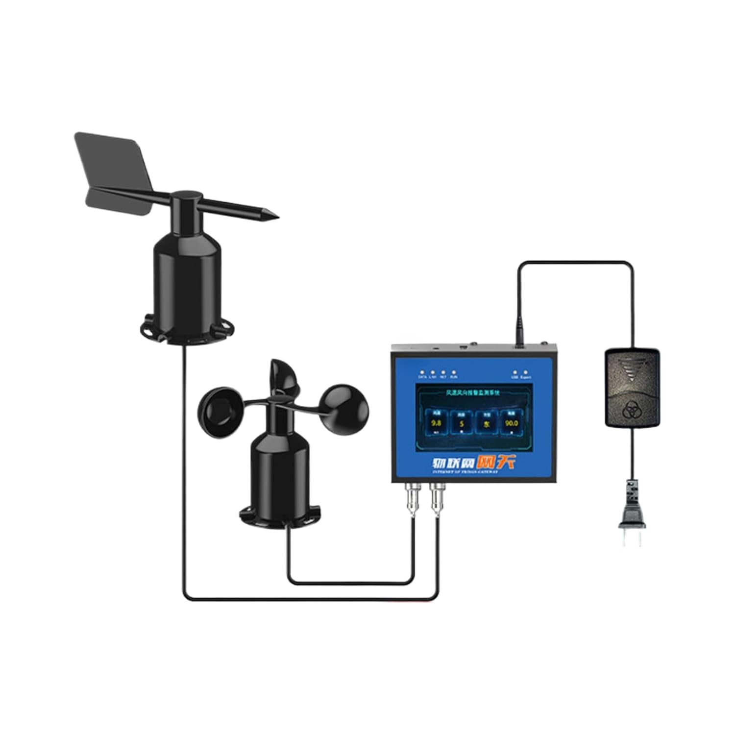 Wind Speed Sensor Alarm Measurement Meteorological Detector Three-Cup Type 485(Alarm+Polycarbonate)