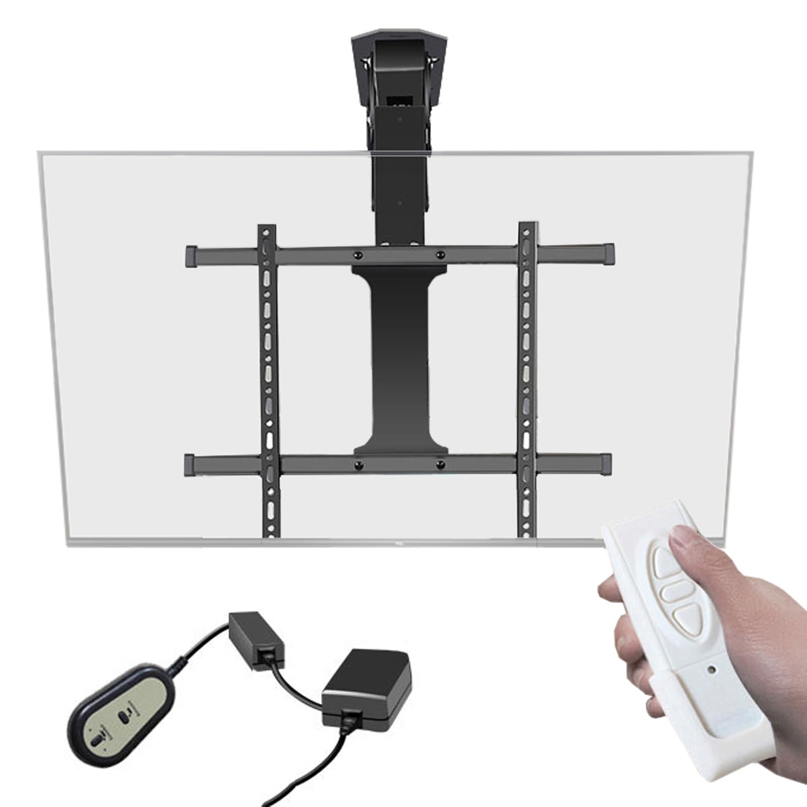 Soporte de TV de Techo eléctrico, Ajustable y motorizado, con Control Remoto e Interruptor, ángulo de 0 a 85° Ajustable.(32-70 Inch)