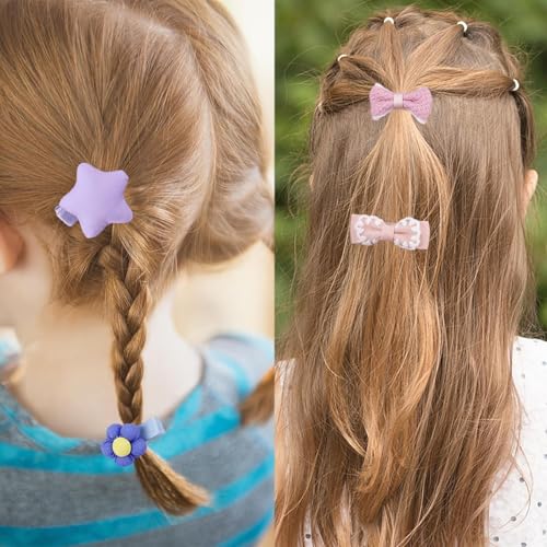 15 piezas pinzas para cabello bebé niña rosa y púrpura miniatura 5