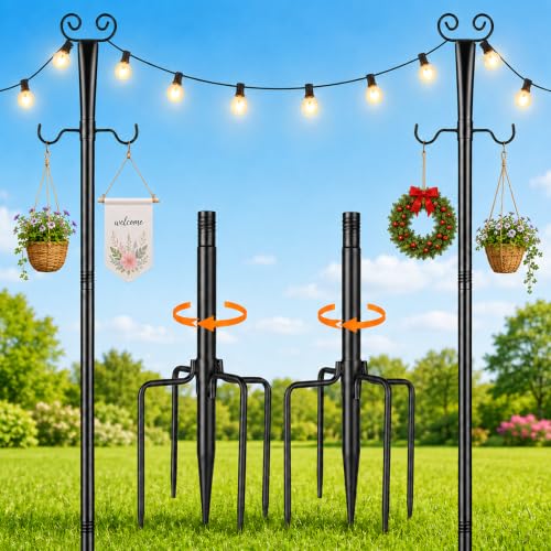 2 Piezas Postes para Luces Jardin, Poste Metalico 2,7 Metros…