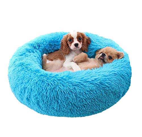 CENY Plush Washable Dog Bed for Small Medium Large Dog,Warm Pet Calming Sofa Soft Sleeping Cushion Kennel Soothing Bed Pad Dog Basket-XL-80cm-Blue