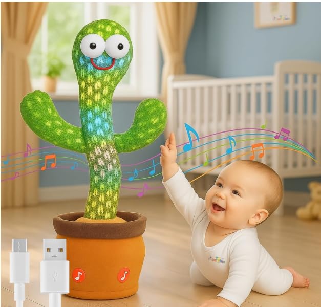 Dancing Cactus Toy, Soft Plush, Talking and Repeating Speech, USB Rechargeable, 31 cm, for Babies-image-26