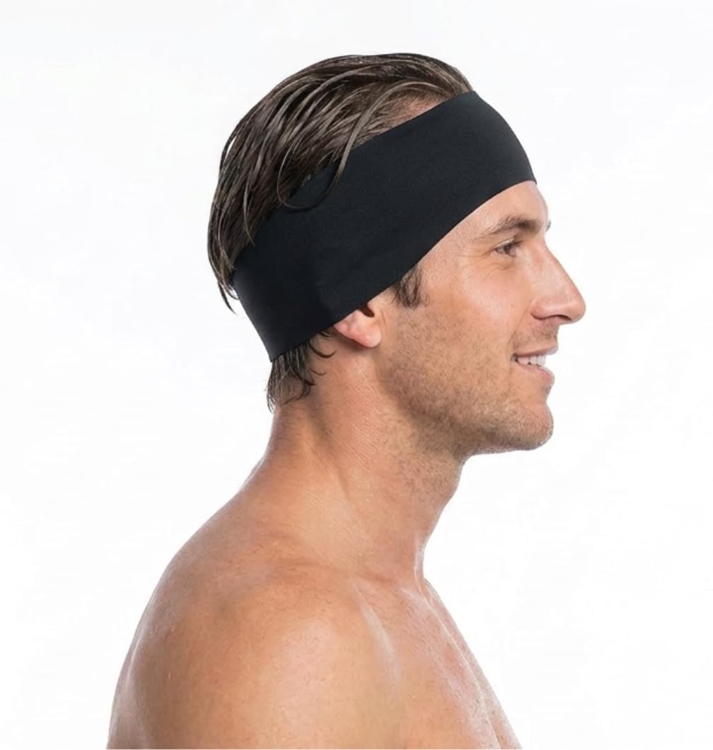 Swimming Headband Ear Protection for Men Women, Adjustable Waterproof Swim Headband for Adults, Secure Comfortable Ear Band for Swimming Pool Beach Surfing Water Sports Ear Protection Strap (L)