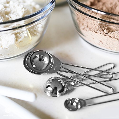 image for Homestia Stainless Steel Measuring Cups and Spoons Set of 8 Pcs Baking