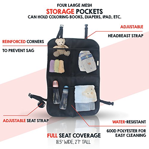 Zohzo Double Baby Car Bundle - Car Seat Protector Cover, Baby Car Mirror, Kick Mat Organizer for Baby Shower, New Infants, and Rear Facing Car Seats