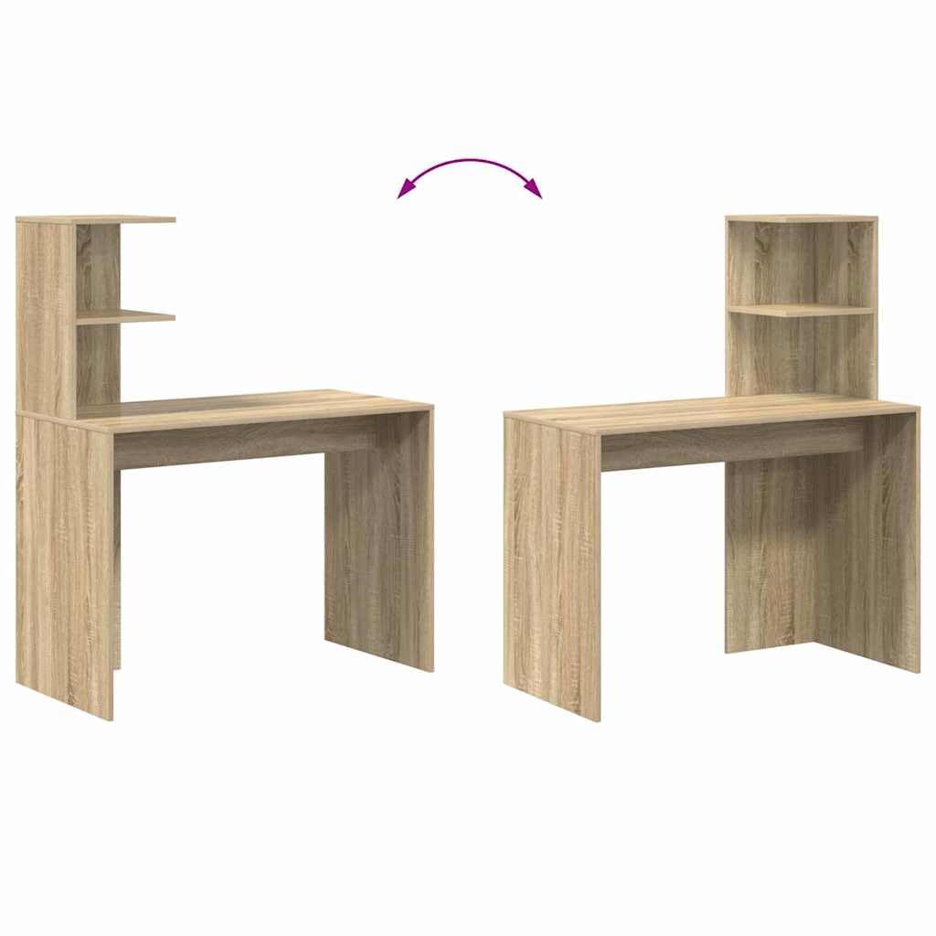 Scrivania in rovere Sonoma, 102 x 50 x 124 cm, in legno opaco, con 1 ripiano, scrivania da ufficio, postazione di lavoro per home office, monitor laptop, documenti e ordine