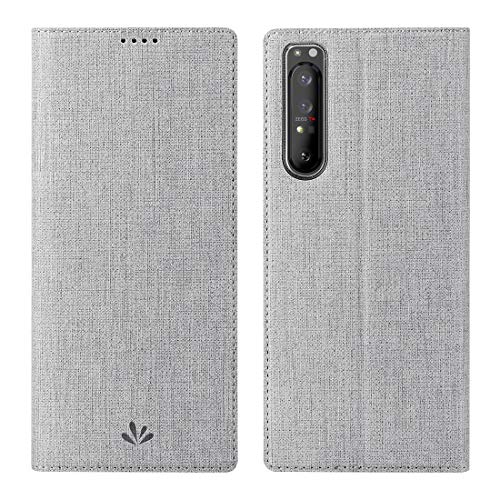 Foluu Sony Xperia 1 II Case, Xperia 1 II Case Cover, Flip Folio Wallet Case Slim Premium PU Leather Case ID Credit Card Slots Kickstand Magnetic Closure TPU Bumper Cover for Sony Xperia 1 II (Gray)