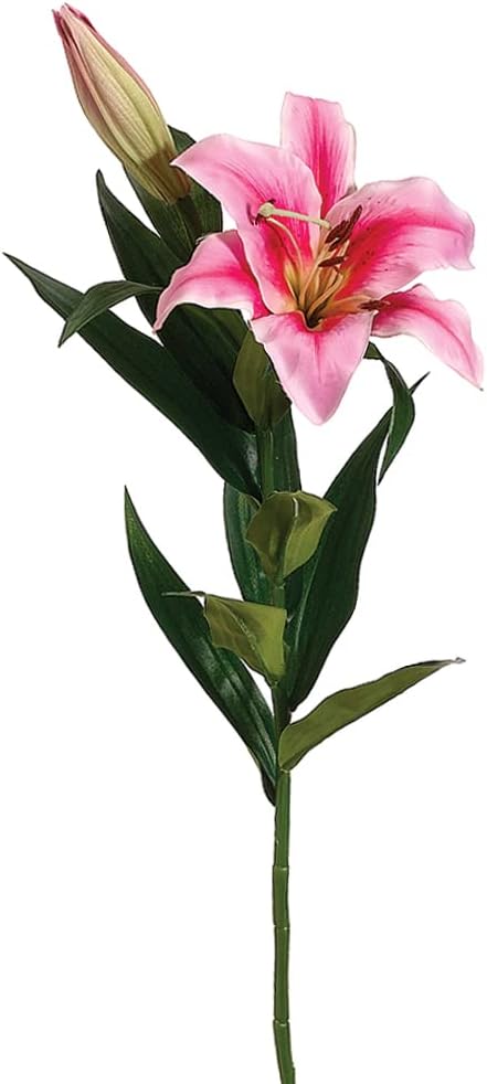 35" Silk Stargazer Lily Flower Spray -Rubrum/Pink (pack of 12)