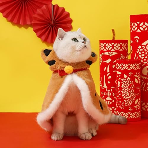 Disfraz de tigre para gato y capa de invierno con capucha para mascotas 3