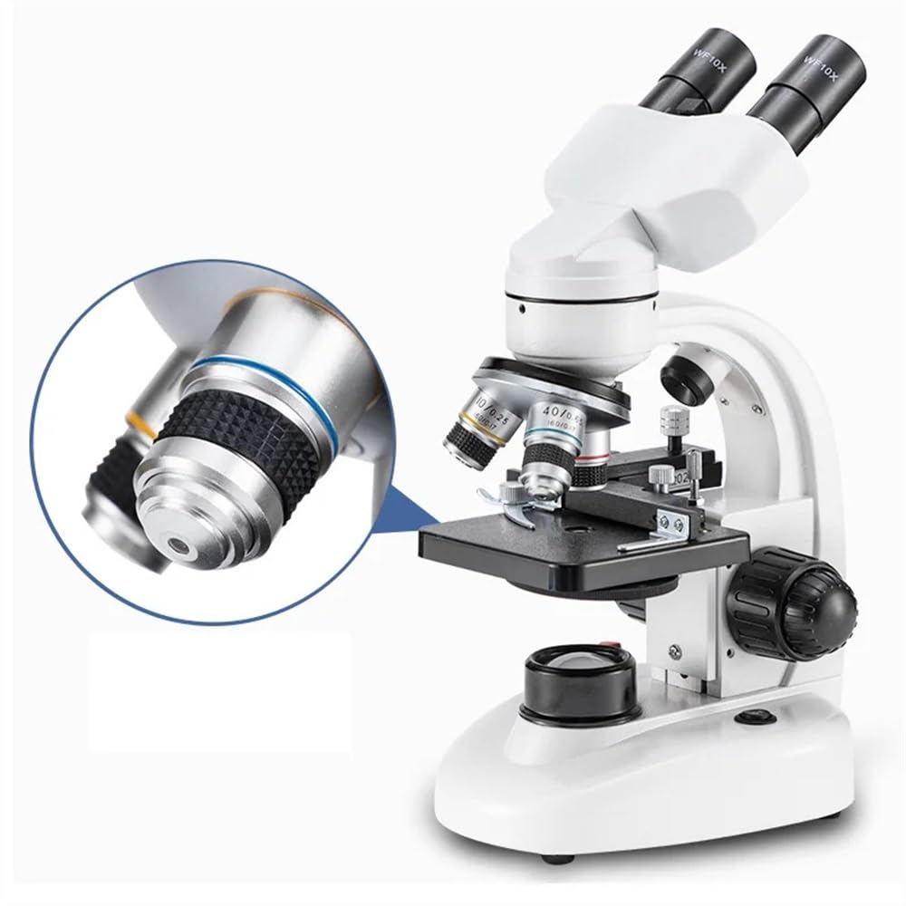ZTBH Mikroskop-Zubehör-Kit Zoom 40X-6000X Binokulares biologisches HD-Mikroskop Laborstudentenmikroskop mit LED-Licht, 7-Zoll-Bildschirm und WF10X 50X-Okularen Mikroskopische Objektträger