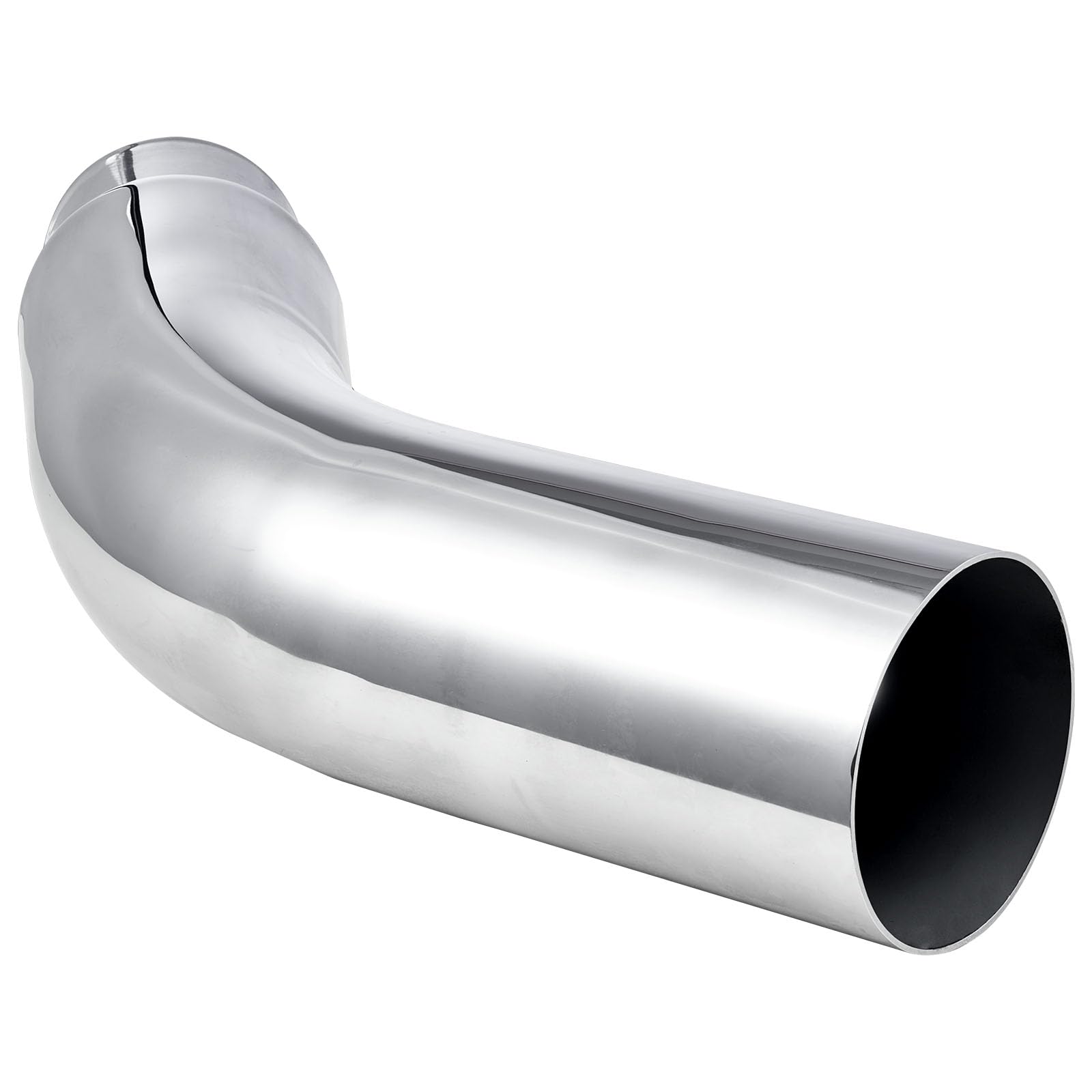 VEVOR Silenziatore Valvola Interruttore, Ingresso 101,6 mm, Uscita 127 mm, Lunghezza Totale 584 mm, Terminale di Scarico Curvo Verso il Basso con Morsetto per Camion, Superficie Cromata