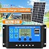Controlador de Carga para Panel Solar 100A 12V/24V, Pantalla LCD PWM | Regulador de Panel Solar con Puerto USB Dual, Configuración de Temporizador Ajustable, Protección de Sobrecarga, Parámetro Automático 4