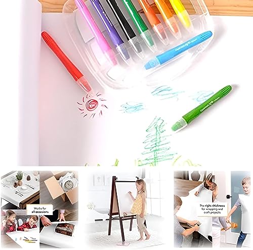 McMola 1 White Drawing Paper Roll - 20 m Art Paper Roll, Painting Sketching Paper - Easel Paper Roll for Kids - Fadeless Bulletin Board Paper Children Art Sketch Paint Drawing Board - 45cm Wide