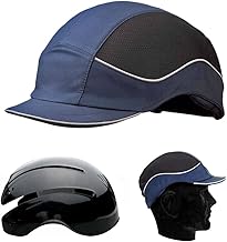 Gorra Seguridad / Casquete Antigolpes micro visera para proteger de impactos como piedras, Ramas, Casco interior ABS con almohadilla EVA. Pro Gorra anti-choque EN 812 A1 visera corta - 3cm. Color: Azul y Negro. Hombre / Unisex (Short Peak Bump Cap)