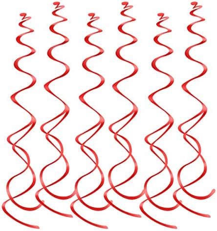 Lowki Hanging Swirl Party Spiral Swirl Decorations, Ceiling Decoration for Birthday, Baby Shower, Anniversary, Graduation, Holiday Celebration Party Supplies -Piece of 12 (Red)