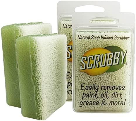 Dixie Belle Scrubby Soap - Jabón de limónlima (paquete de 2), limpiador natural con aroma a cítricos, esponja de limpieza para pinceles, jardinería,