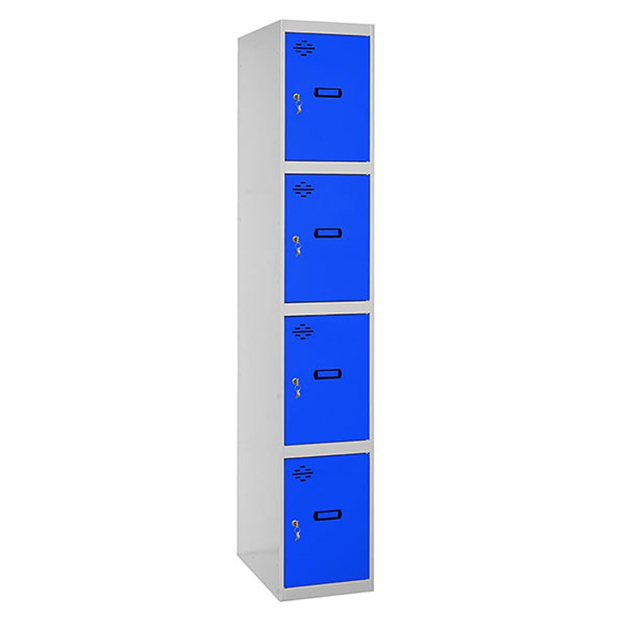 Simon Rack Taquilla Vestuario Metálica, 4 Puertas, Incluye Llave, 1800x300x500 mm, MONTADA, Gris/Azul - Simonlocker