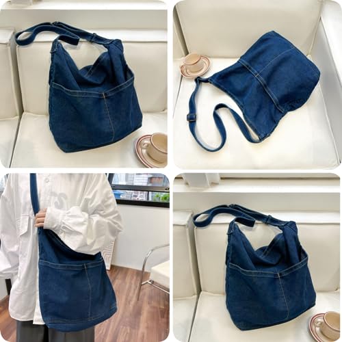 Image of Leaper Women's Hobo Handbags Denim Shoulder Bag Lightweight Retro Travel Crossbody Handbag for Women